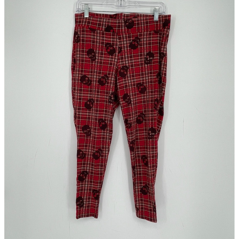 Torrid Women's Red Skull Plaid Stretch Goth Punk Grunge Leggings Plus Size 1X